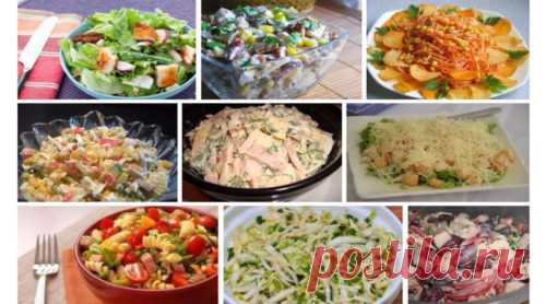 9 изысканных салатов на каждый день 
        Шикарная подборка вкусных салатов. Забирайте и сохраните, пригодятся!
1. Салат с сухариками
Ингредиенты:

Огурец свежий большой — 1 шт.
Грудка куриная отварная (или куриная ветчина) — 250 г
С…