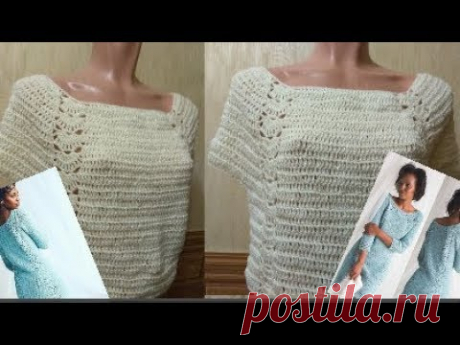 Как связать красивую модель туники или платья по картинке из журнала