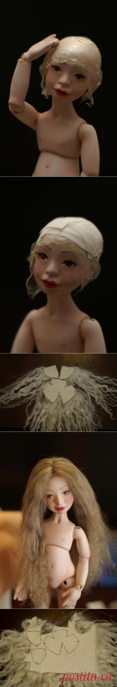 Парик для куклы из шкурки ламы. - Ярмарка Мастеров - ручная работа, handmade