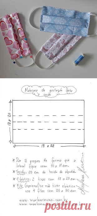 Máscara de proteção feita à mão sem máquina de costura - DIY- marlene mukai - molde infantil