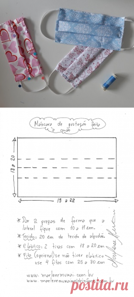 Máscara de proteção feita à mão sem máquina de costura - DIY- marlene mukai - molde infantil