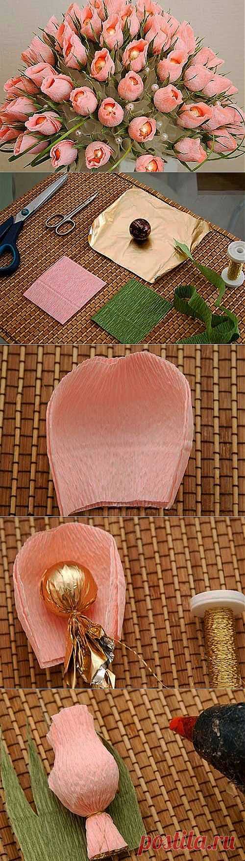 Как сделать красивый букет из конфет своими руками. 
Фото-мастер-класс