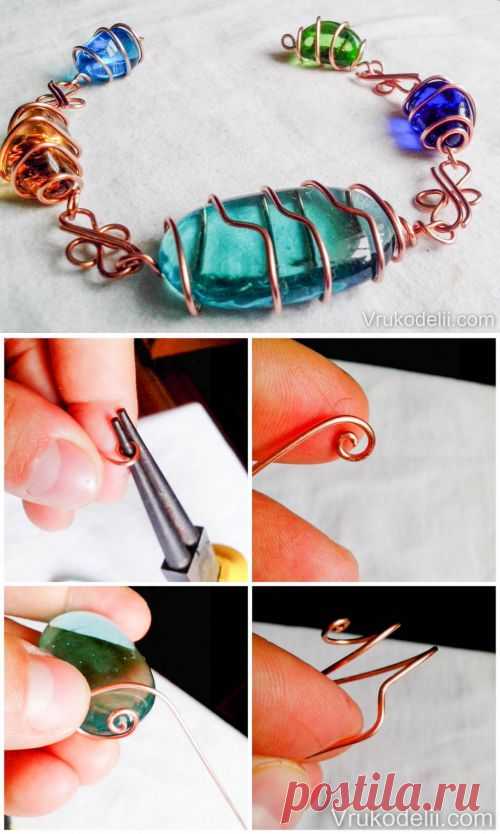 Украшение из проволоки со стеклянными камушками,МК | Своими руками