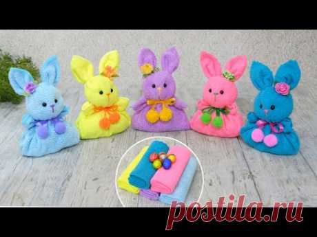 Лучший подарок на Новый Год за несколько минут🐰Зайка с сюрпризом из полотенца❄️Без выкройки