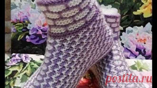 Домашние сапожки спицами