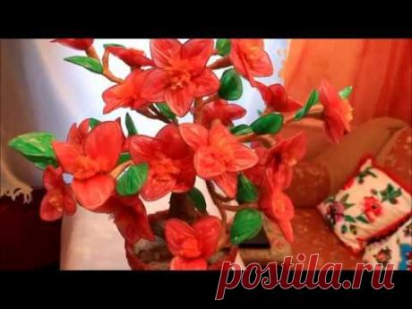 ЦВЕТЫ ИЗ ПОЛИЭТИЛЕНОВЫХ ПАКЕТОВ. Видео МК | Флористика, топиарии