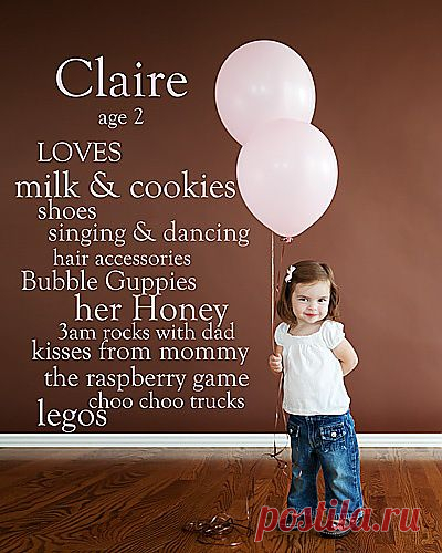 Each year, take a picture of your child against a blank wall and then use photoshop elements to list their favorite things at the time