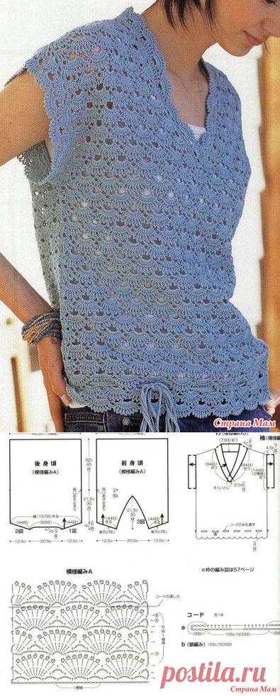Блузон красивыми веерами. Крючок. - ВЯЗАНАЯ МОДА+ ДЛЯ НЕМОДЕЛЬНЫХ ДАМ - Страна Мам