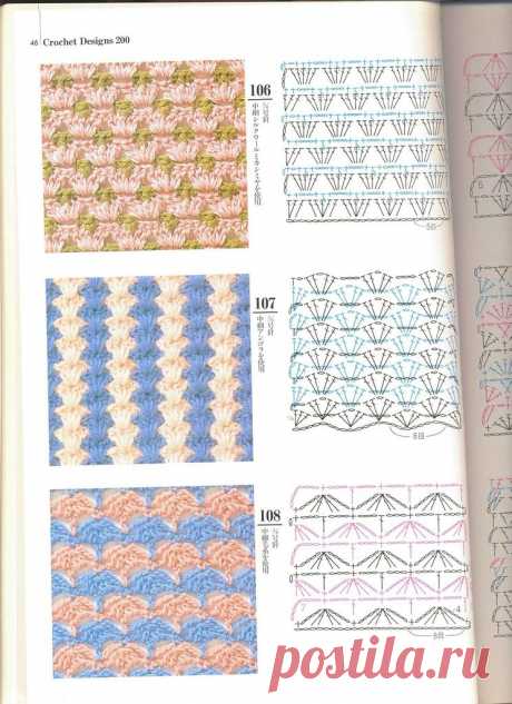 Узоры крючком. Часть 1 / Вязание крючком / Женская одежда крючком. Схемы.