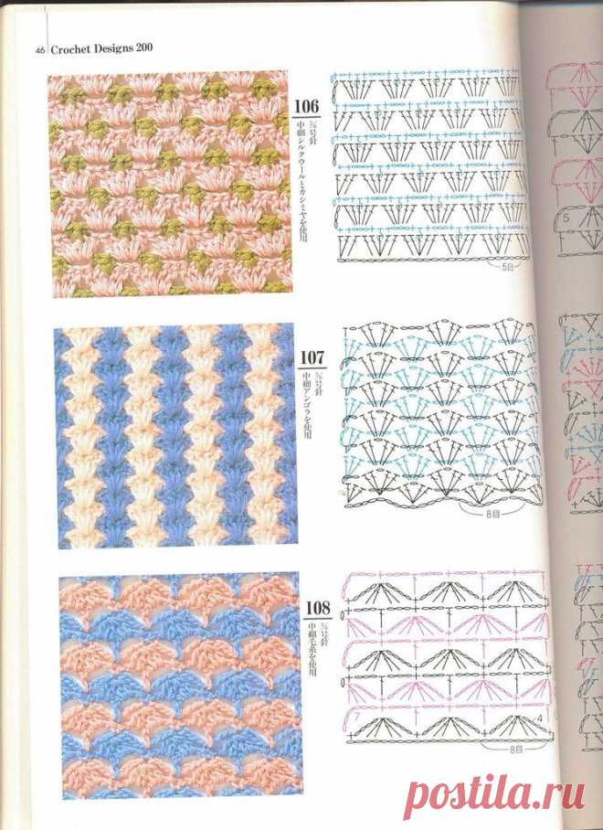 Узоры крючком. Часть 1 / Вязание крючком / Женская одежда крючком. Схемы.