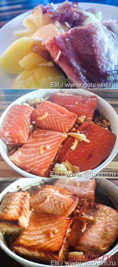 Лосось, запеченный с соусм терияки и луком. Фото-рецепт / Готовим.РУ