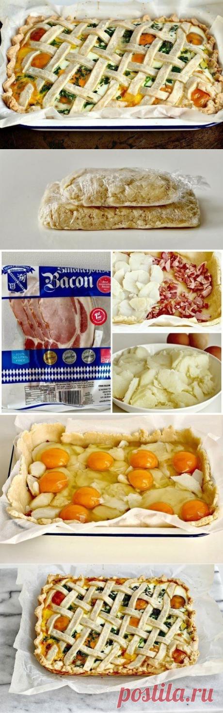 Как приготовить пирог с картофелем, яйцами и ветчиной - рецепт, ингридиенты и фотографии