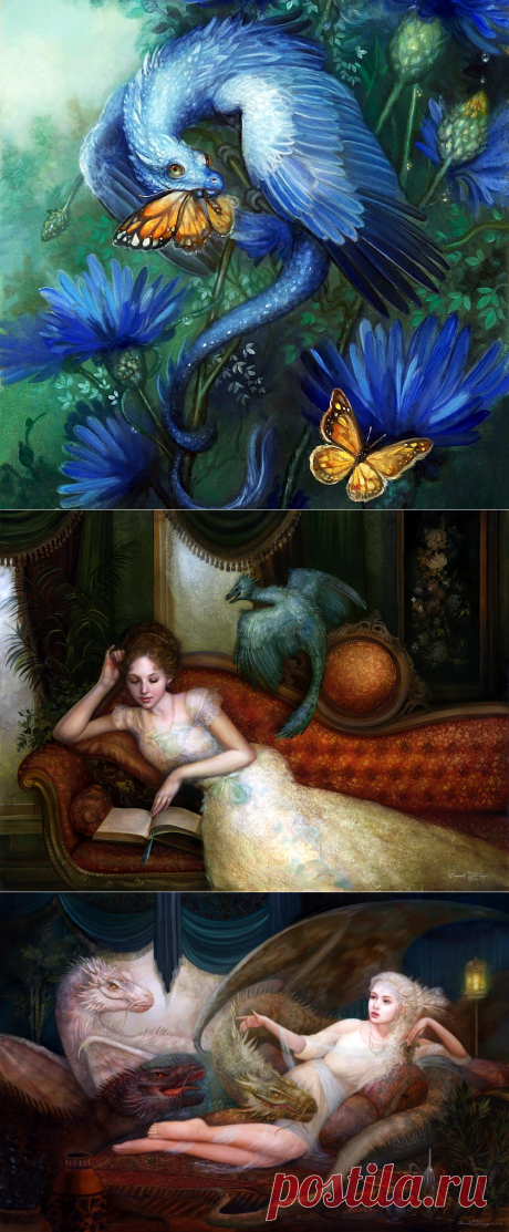 Дракон и девушка.. Художница Энни Стегг Джерард (Annie Stegg Gerard).