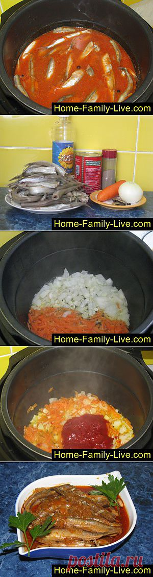 Кулинарные рецепты Мойва в мультиварке - пошаговый фоторецепт - мойва в томатном соусе