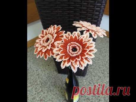 Гербера из бисера. Beaded GERBERA. МК. Часть 2/3