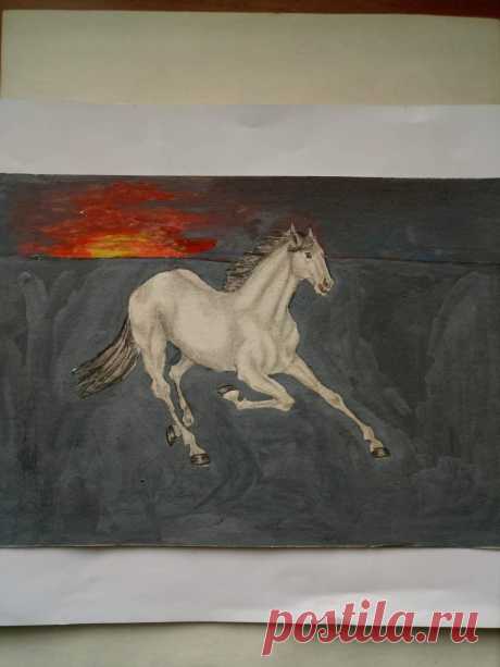Конь 1996 г. (карандаш и гуашь)