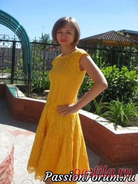 Ажурное желтое платье - запись пользователя Nataliya55 (Наталия) в сообществе Вязание спицами в категории Вязание для женщин спицами. Схемы вязания спицами