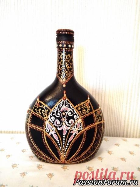 БУТЫЛОЧКА В ВОСТОЧНОМ СТИЛЕ. Точечная роспись - запись пользователя Бабка-Ёжка (ЕЛЕНА) в сообществе Декупаж в категории Декупаж. Работы пользователей