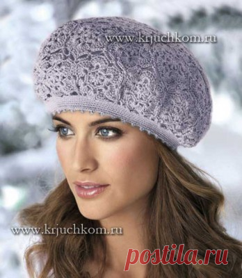 Красивый вязаный берет крючком для женщин и девочек