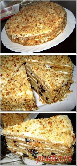 Торт медовый с черносливом