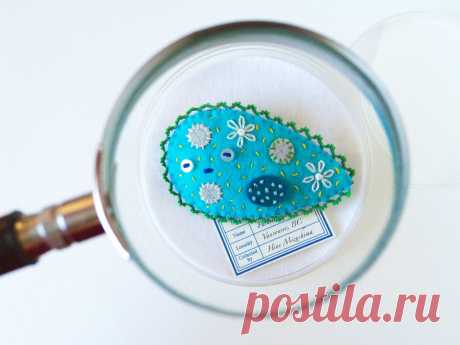 New Sleeping Giant Paramecium Brooch (blue)