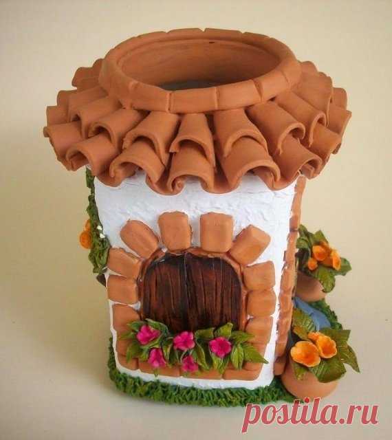 Сказочные домики из банок и полимерной глины. Пластилинография. ГУО 