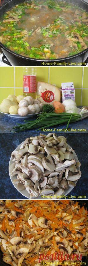 Суп с грибами - рецепт приготовления с фотоКулинарные рецепты