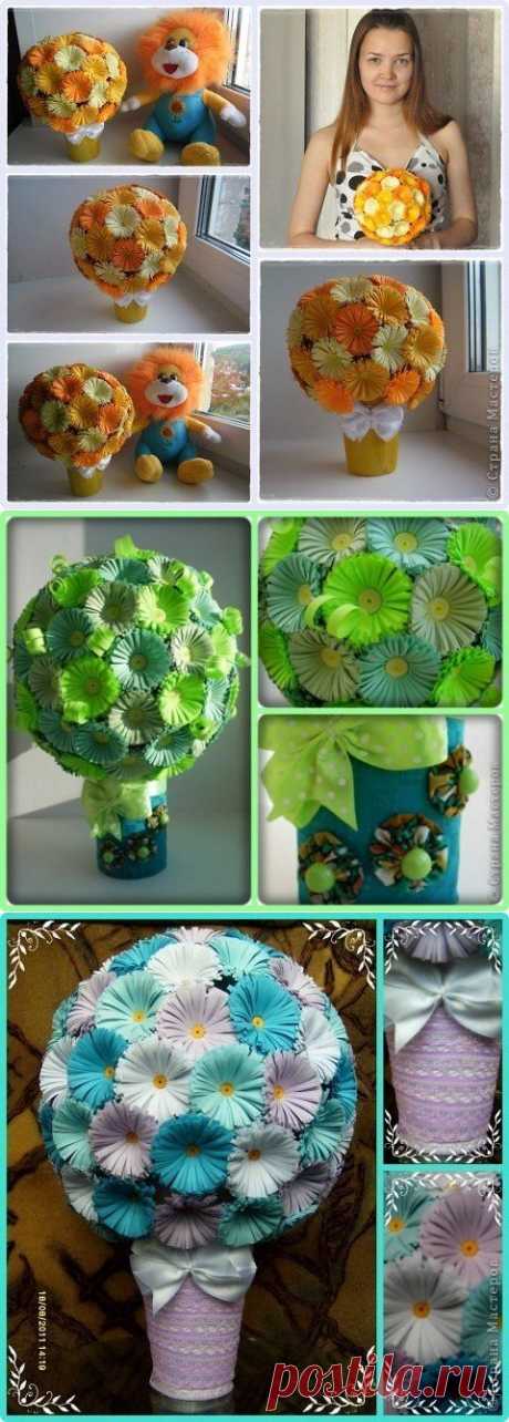Цветочные шары в технике квиллинг. Автор: Мария Кириллова. - Топиарий