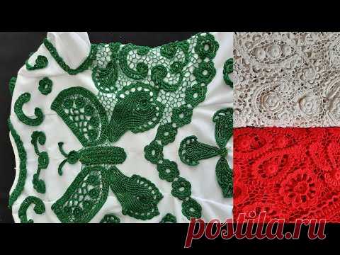 Урок 20 Блуза "Малахитовая бабочка" Бесшовное кружевное полотно Вязание крючком. Ирландское кружево.