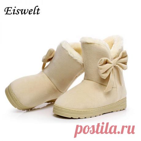 17 New Arrival Hot Sale Women Boots Solid Bowtie Slip-On Soft Cute Women Snow Boots Round Toe Flat with Winter Shoes#WSZ31 - My shopping point