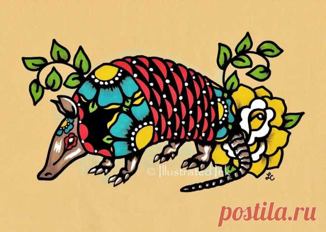 ARMADILLO Tattoo Arte Popular Mexicano Texas Print 5 x 7 8 x - Etsy Chile