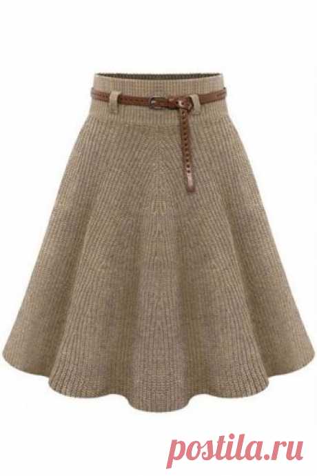 Solid Knee-Length Pleated Skirt - OASAP.com