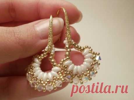 TUTORIAL orecchini Vintage Fan con Superduo e Swarovski | Superduo earrings TUTORIAL - YouTube