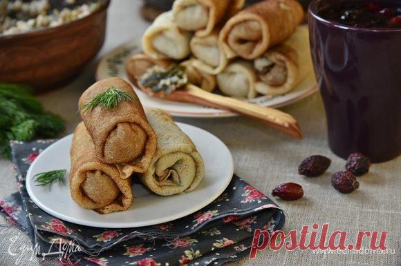 Постные блинчики с гречкой и морской капустой. Ингредиенты: гречневая крупа, вода минеральная газированная, соль