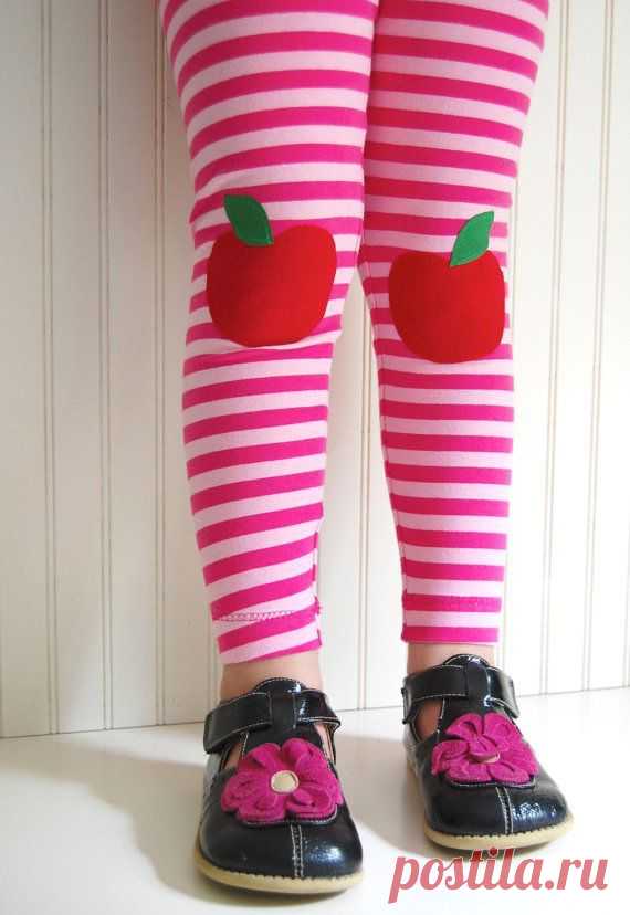 (1) Leggings Pink Stripe with Apples - Girls Sizes 12-18 mos, 2 / 3T, 4 /…