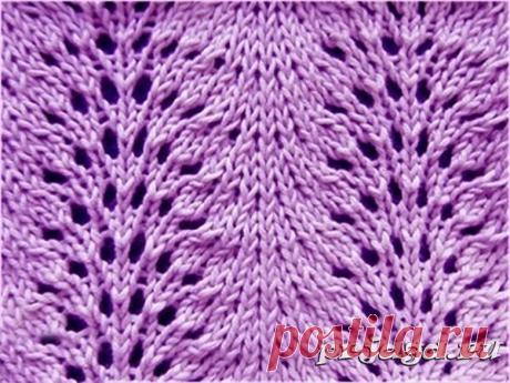 Узор «Ажурные пера» спицами