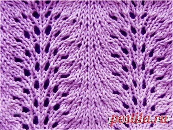 Узор «Ажурные пера» спицами