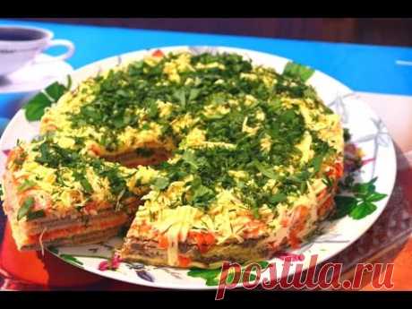 Закусочный торт из селедки на вафельных коржах./ Snack cake herring