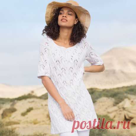 Летняя туника и воздушный берет спицами - Подружки - медиаплатформа МирТесен Летняя туника ажурным узором РАЗМЕРЫ 38/40 (46/48)  ВАМ ПОТРЕБУЕТСЯ Пряжа (88% хлопка, 12% полиамида; 140 м/50 г) — 450 (550) г белой; спицы №4; круговые спицы №3,5; 12 стеклянных пуговиц диаметром 13 мм.  УЗОРЫ И СХЕМЫ  ПЛАТОЧНАЯ ВЯЗКА Лицевые и...