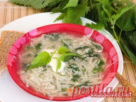 Суп из крапивы с яйцом и вермишелью