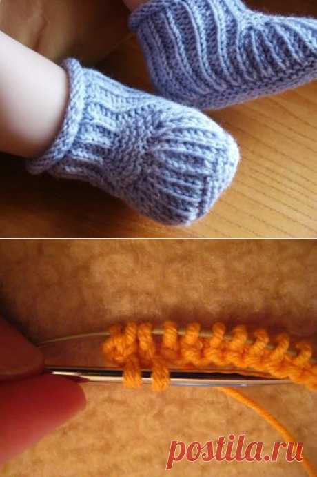 Оригинальные фактурные пинетки на knitweek.ru