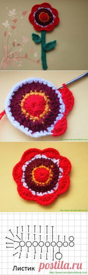 Весенний цветок | Стильное вязание: аксессуары крючком