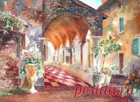 Теплый вечер в Сорренто. Потрясающие картины написанные акварелью от Rita Zaudke