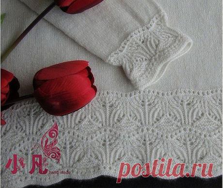 Узор спицами для отделки горловины, рукавов и кромок.