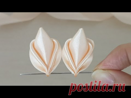 Amazing Ribbon Flower Work - Hand Embroidery Flowers Design - Sewing Hacks - Easy Flower Making