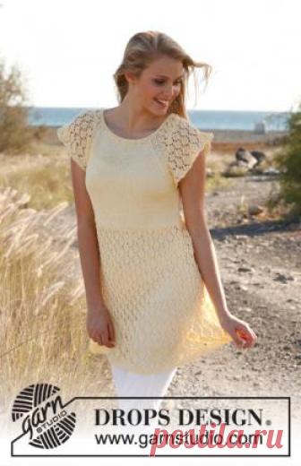 Туника спицами с мелким ажуром и рукавом реглан Легкая ажурная туника спицами для женщин, выполненная из хлопковой пряжи средней толщины яркого желтого цвета. Вязание туники начинается с нижнего...