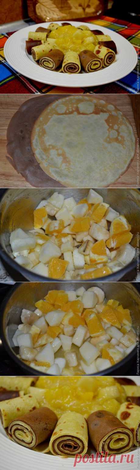 Блинные роллы с фруктовой сальсой