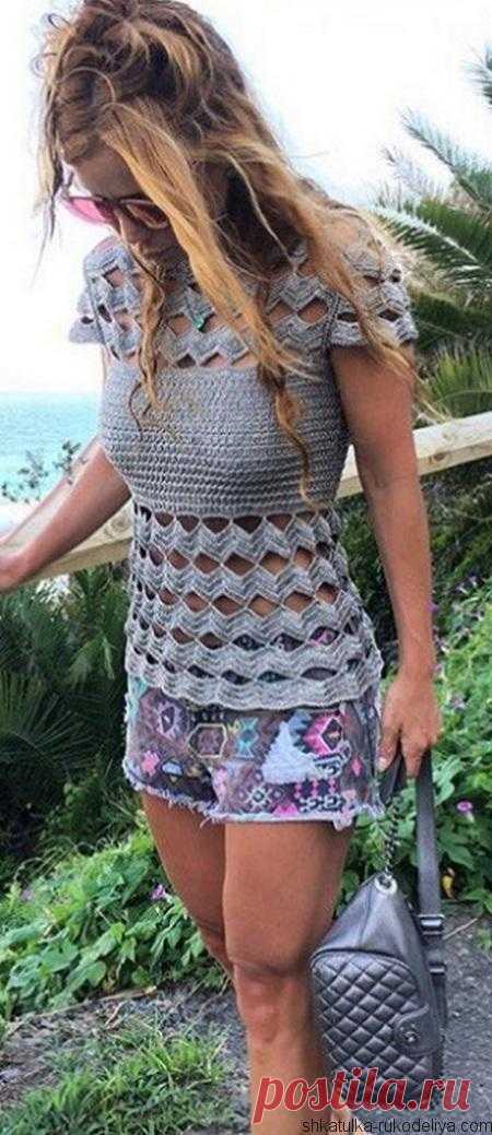 Топа зигзагообразным узором Узор для топа крючком. Зигзагобразный узор для летнего топа