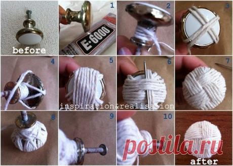 Декор мебельной ручки веревкой (Diy)