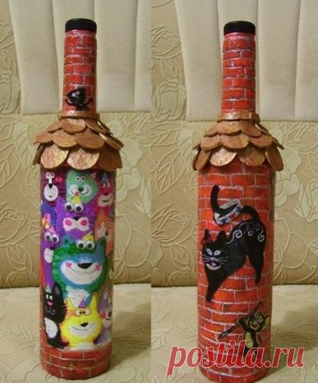 Бутылка "Кошки на крыше".
